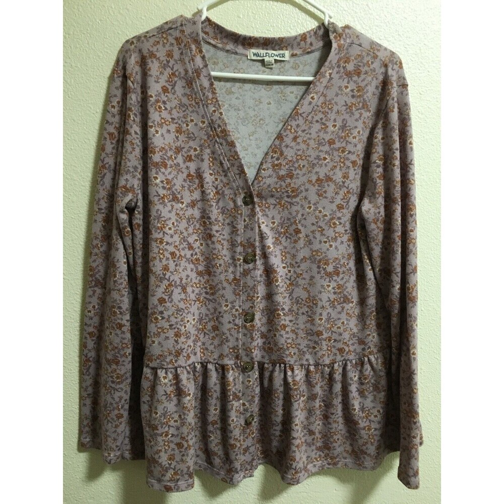 Button Up Cardigan Sweater Cottage Prairie Fairy Boho Floral Women’s Size M